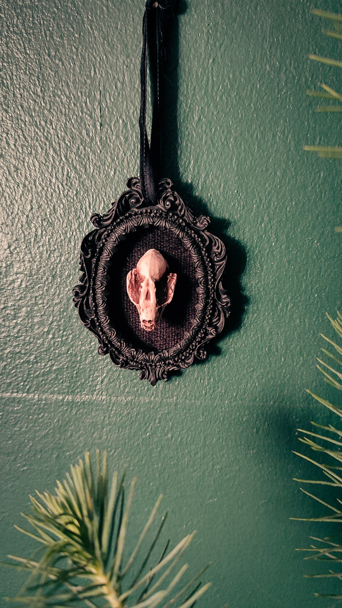Framed bat skull christmas decoration