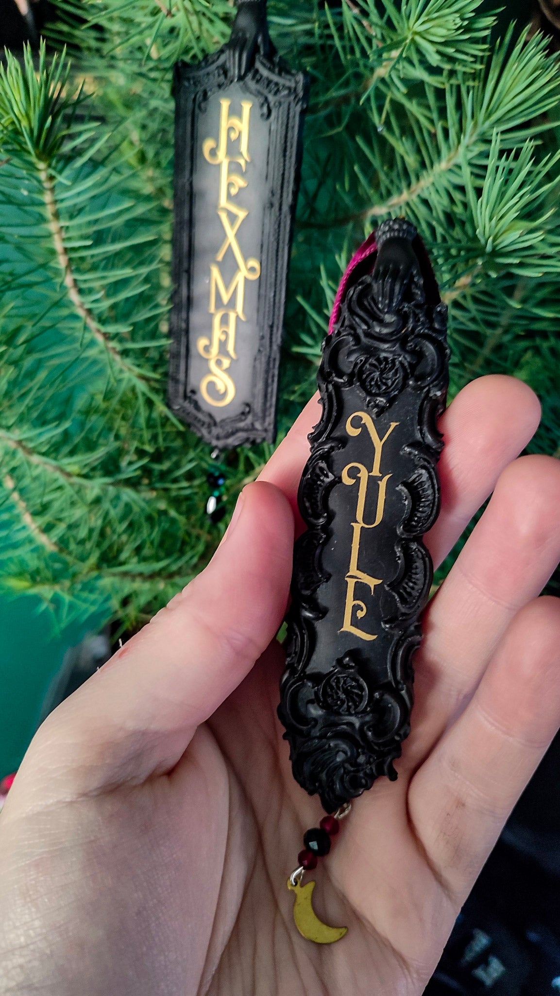 Victorian tree decoration, Gothic Halloween Christmas ornament, Yule