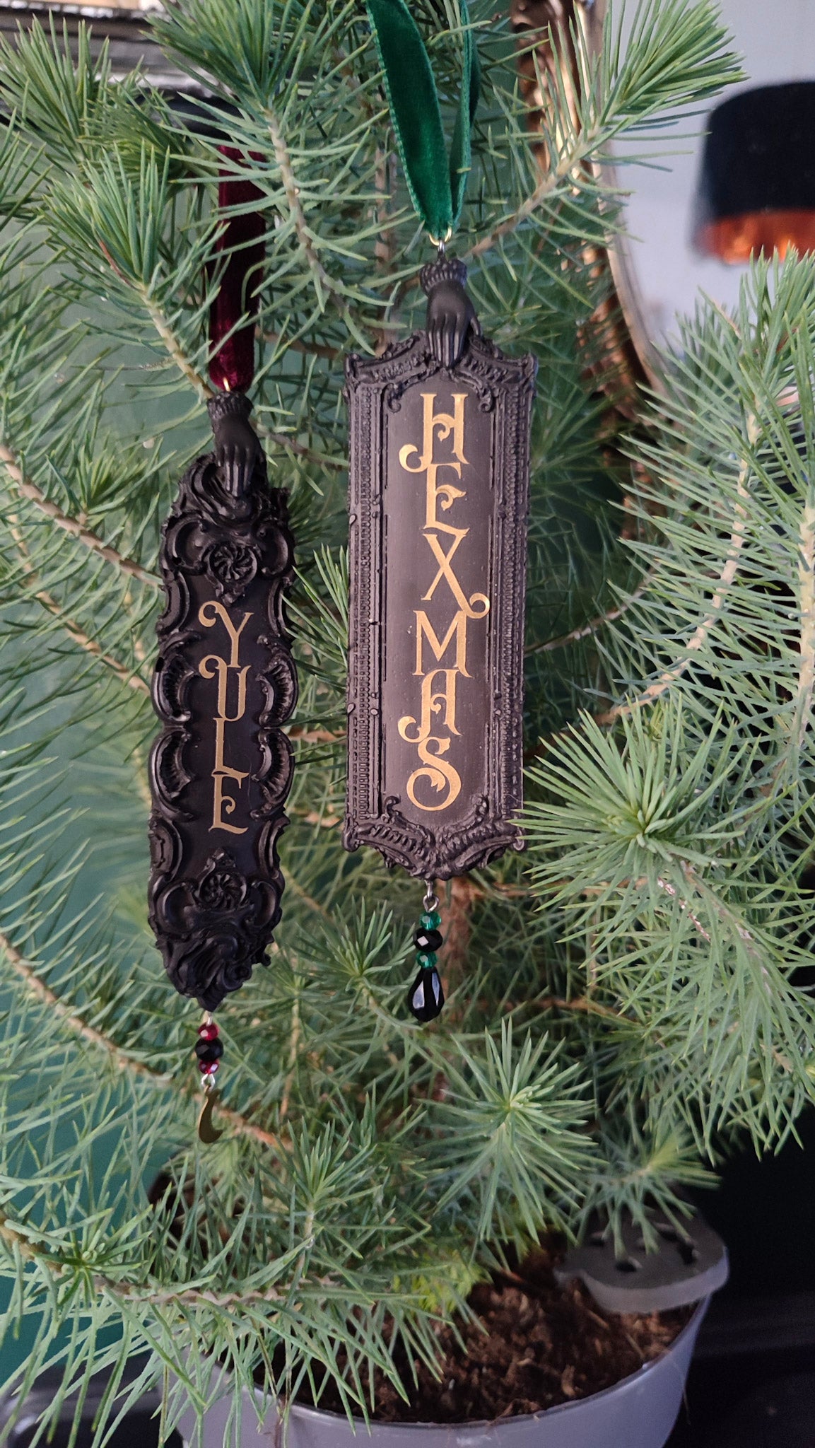 Victorian tree decoration, Gothic Halloween Christmas ornament, Yule