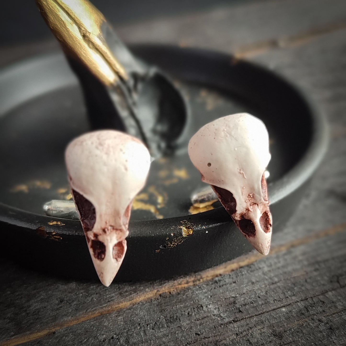 Sparrow bird skull cufflinks
