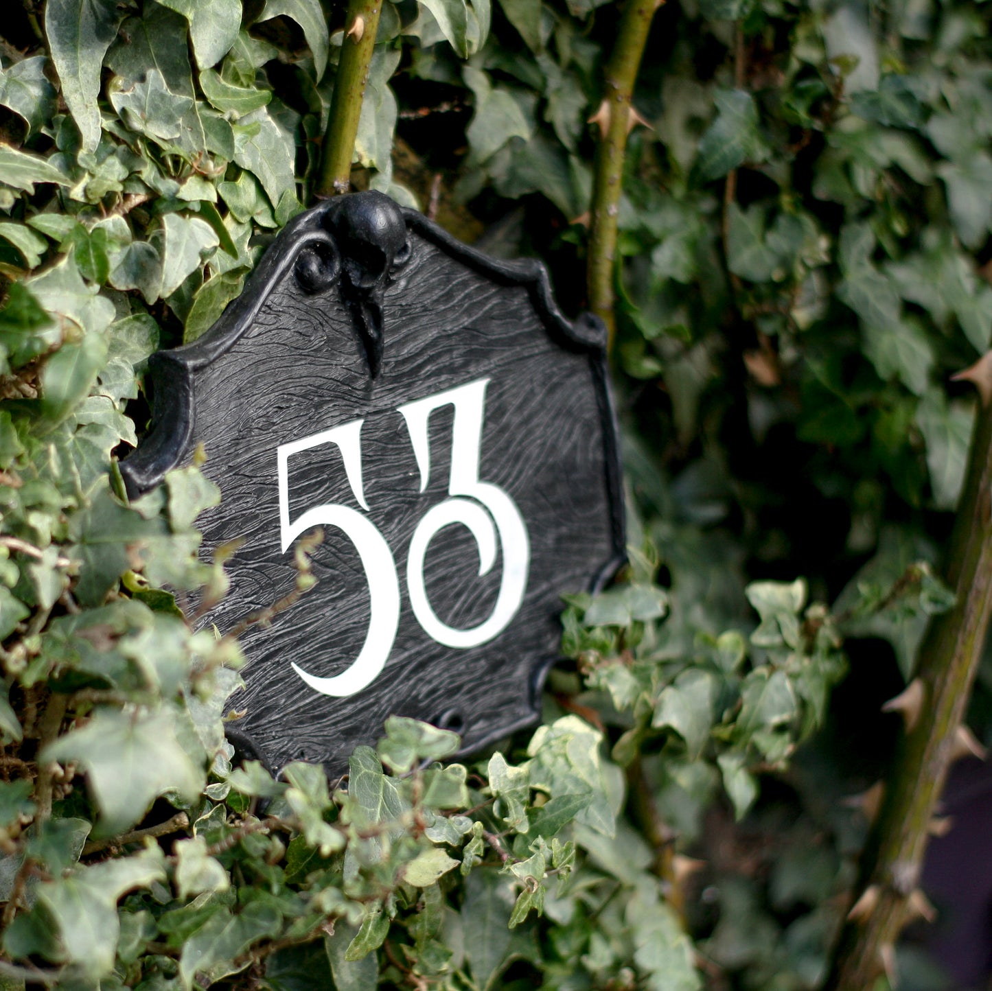 gothic house number sign