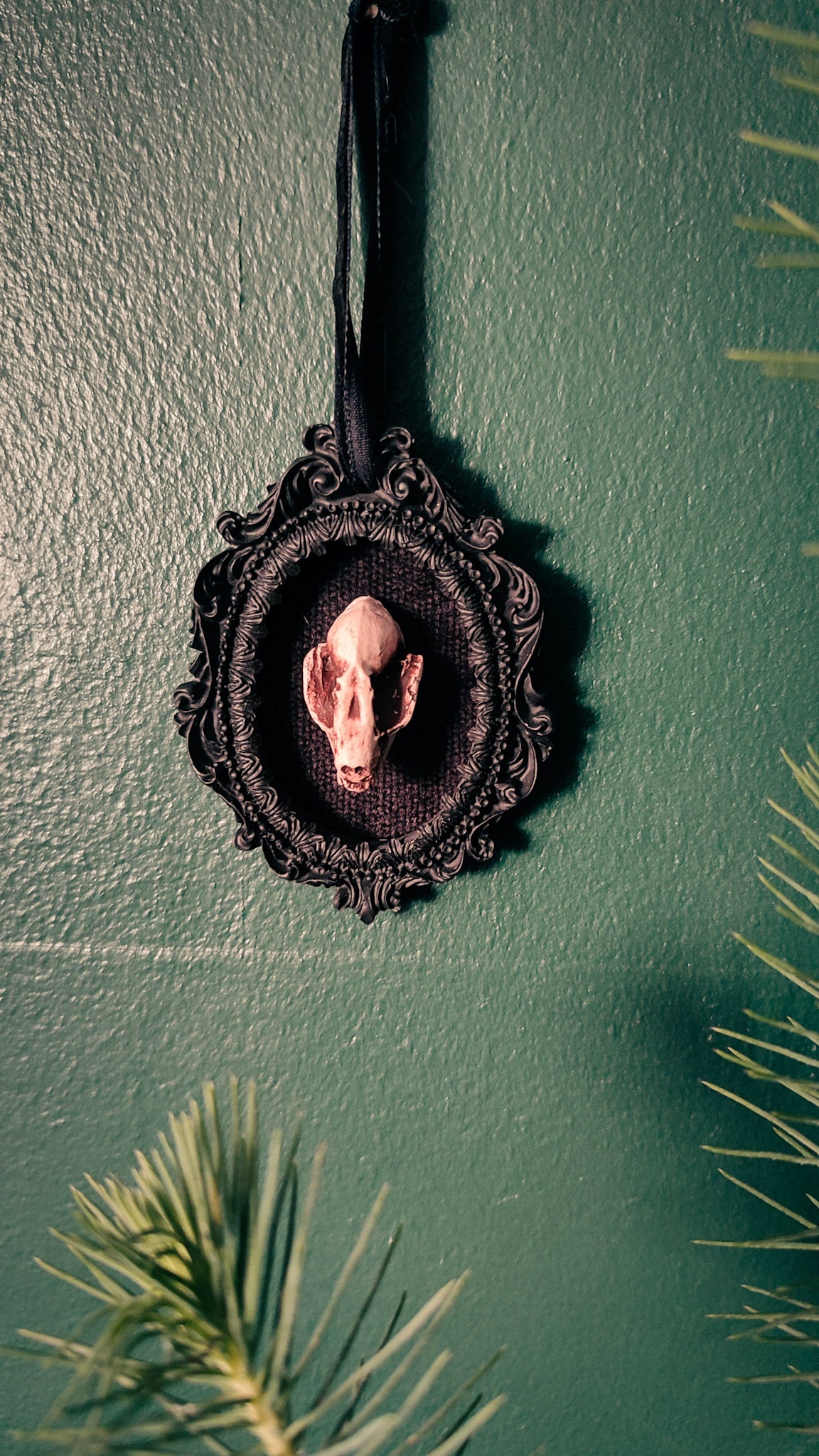 Framed bat skull christmas decoration