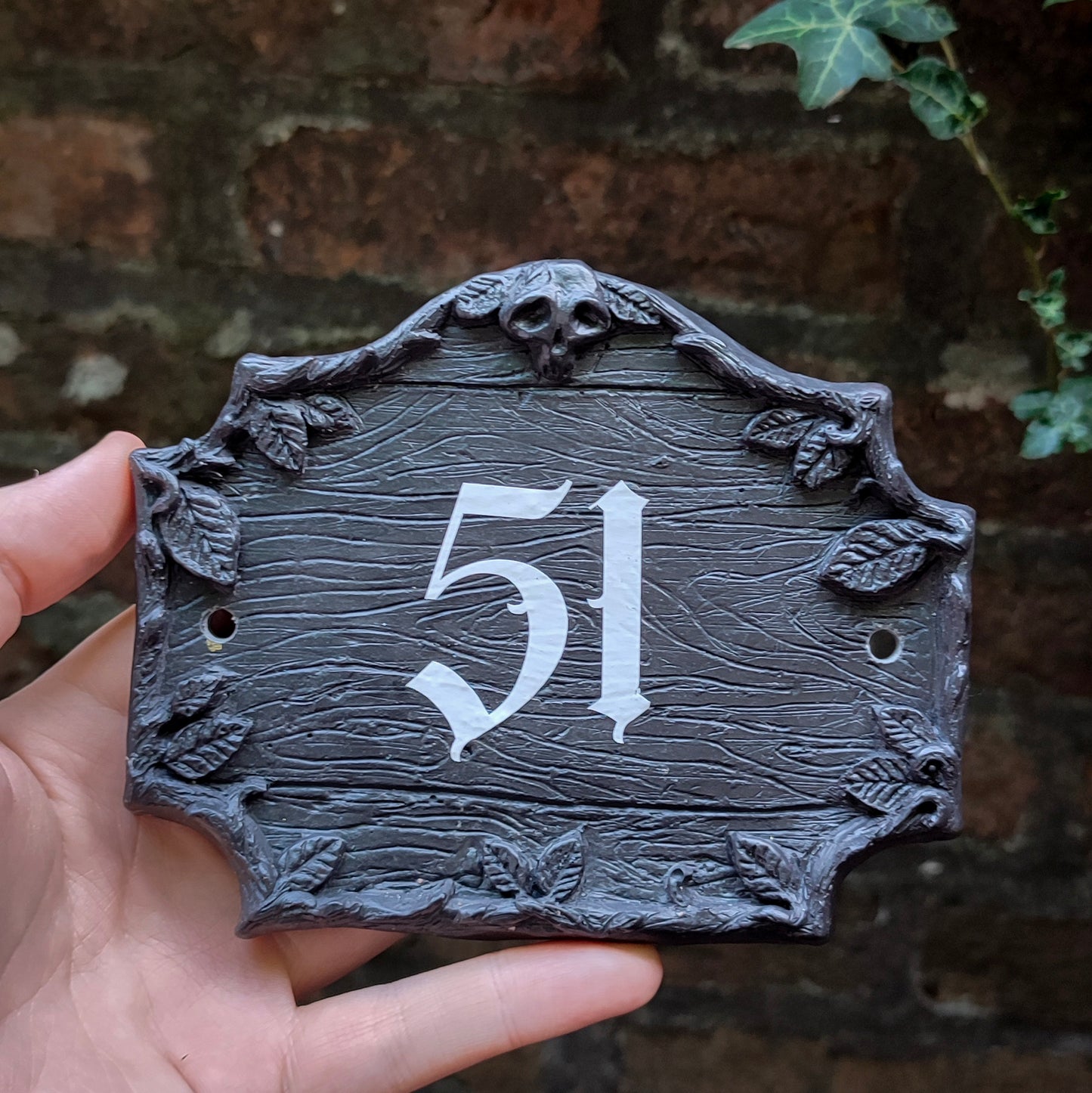 Witchy gothic house number sign