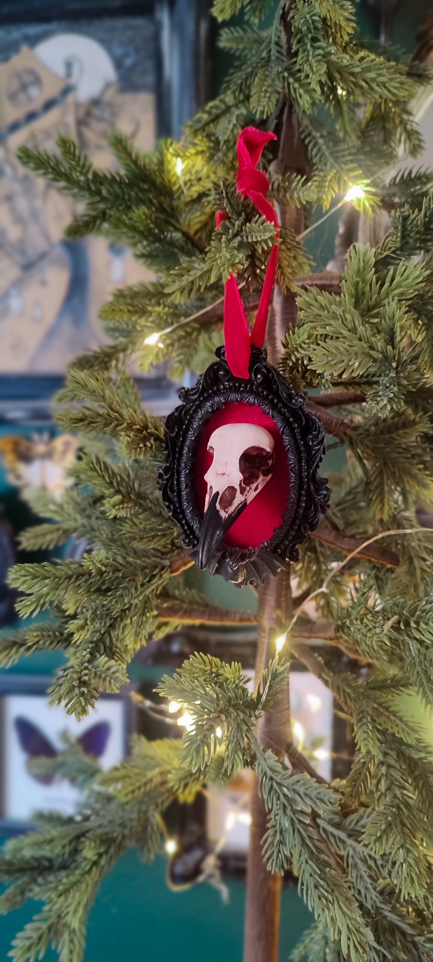 Mini crow skull ornament