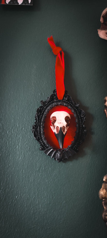 Mini crow skull ornament