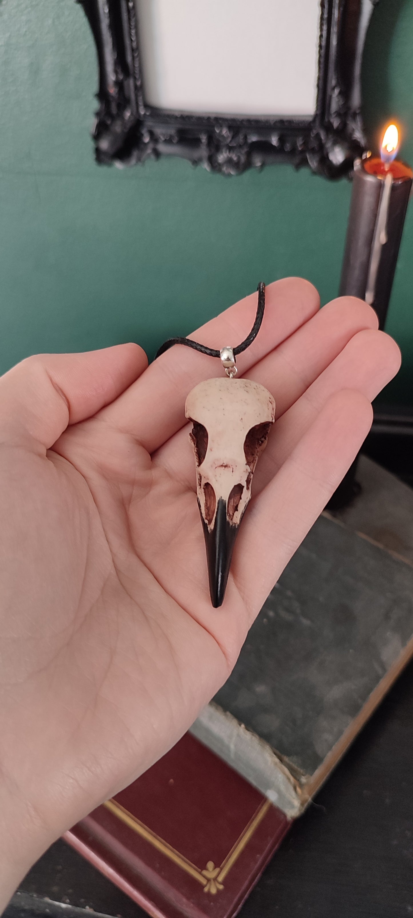 mini crow skull necklace