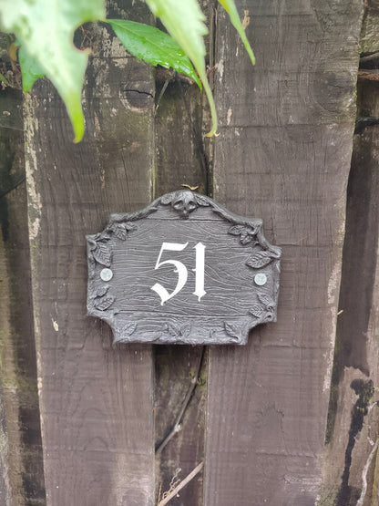 Witchy gothic house number sign