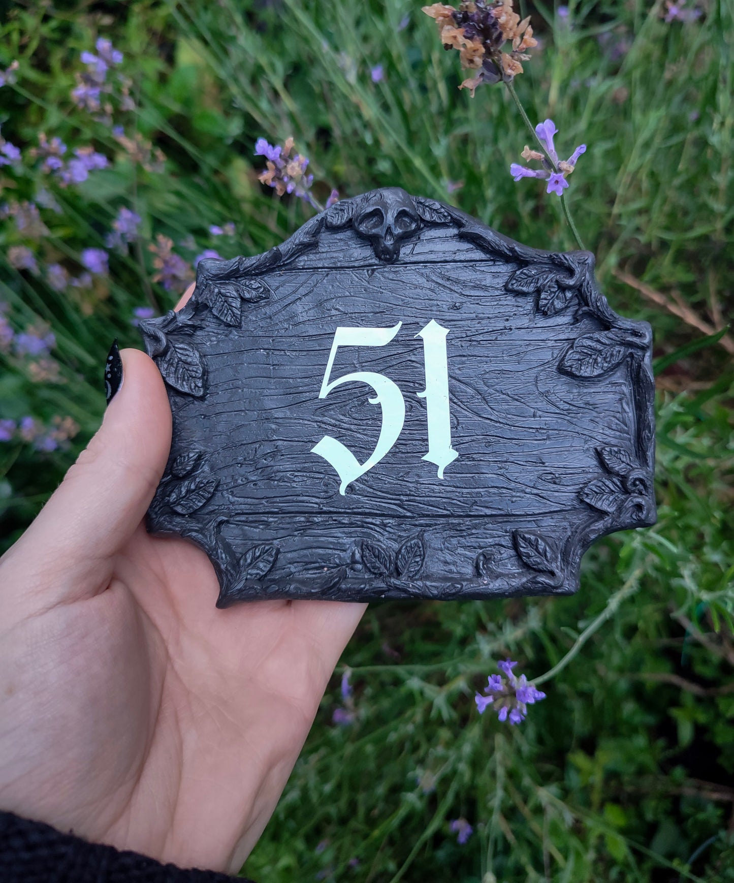 Witchy gothic house number sign